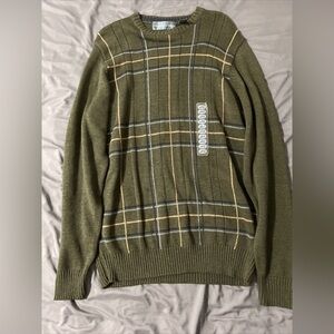 OSCAR DE LA RENTA MENS VINTAGE DARK GREEN CABLE KNIT SWEATER SIZE L